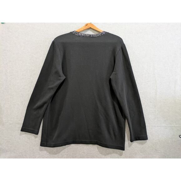 Collection by Shiny NYC Cardigan Womens Black Embroidered Open Front Sweater - Picture 7 of 10